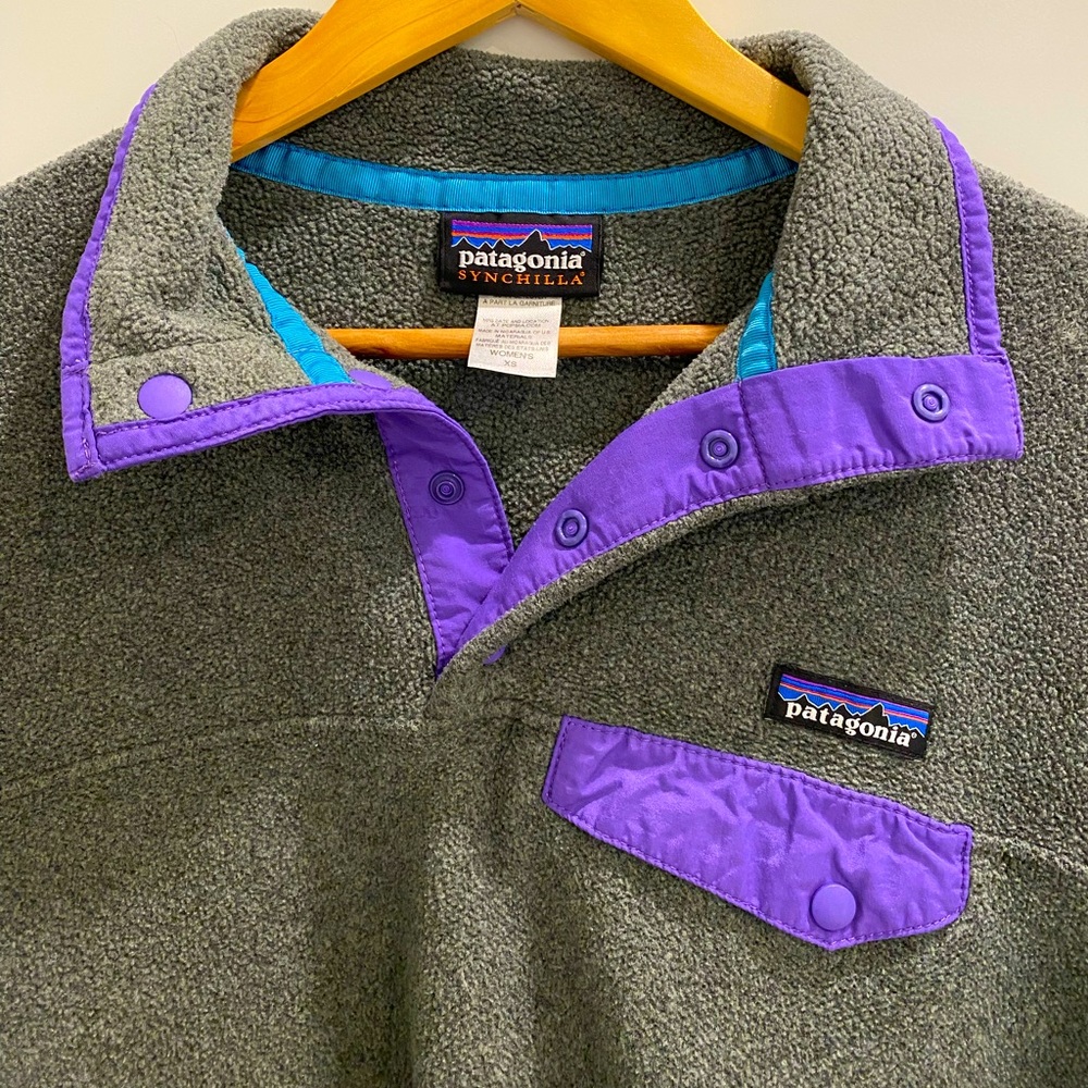 Purple & Grey Patagonia Synchilla pullover